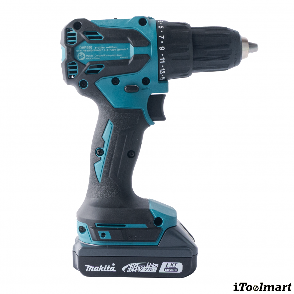 สว่านกระแทกไร้สาย MAKITA DHP490WVE ขนาด 1 2 นิ้ว 18V  พร้อมแท่นชาร์จและแบตเตอรี่ สว่านกระแทกไร้สาย MAKITA DHP490WVE ขนาด 1 2 นิ้ว 18V  พร้อมแท่นชาร์จและแบตเตอรี่