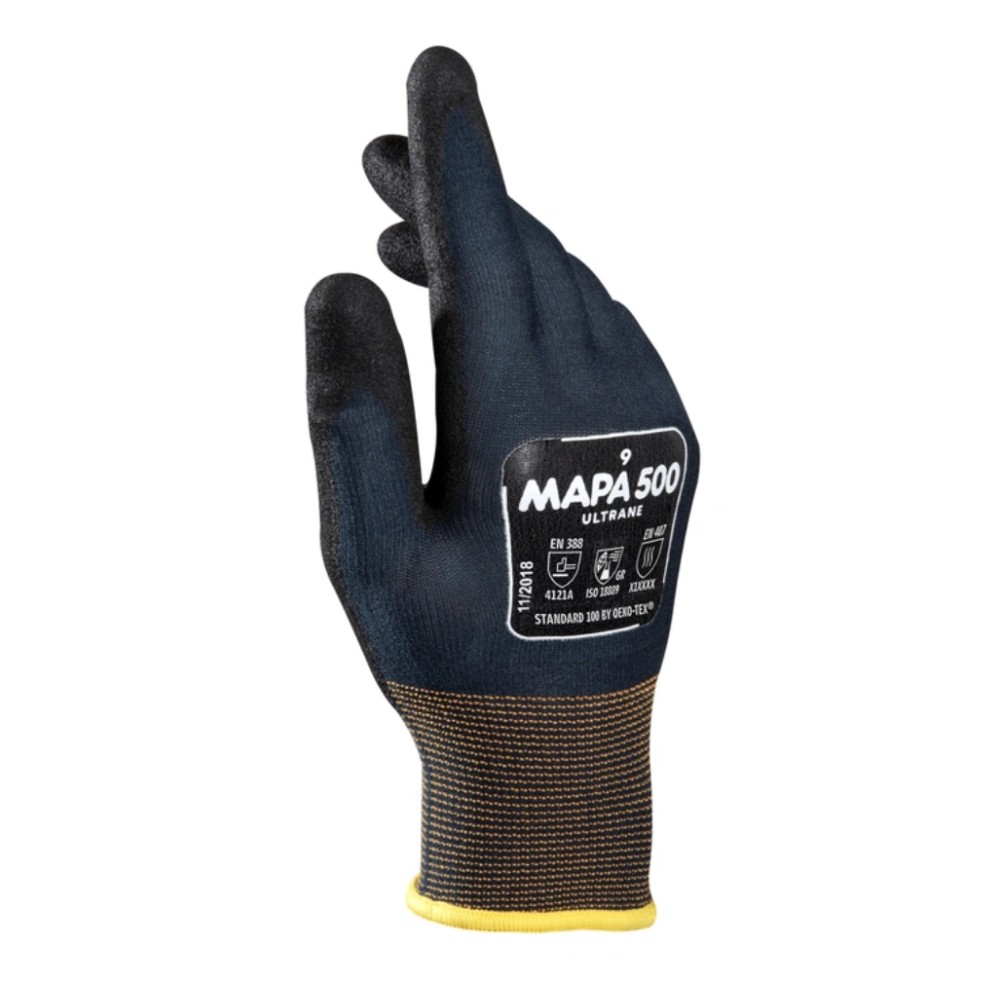 ถุงมือช่าง MAPA Ultrane 500 grip and proof OEKO TEX® สำหรับงานจารบีและน้ำมัน