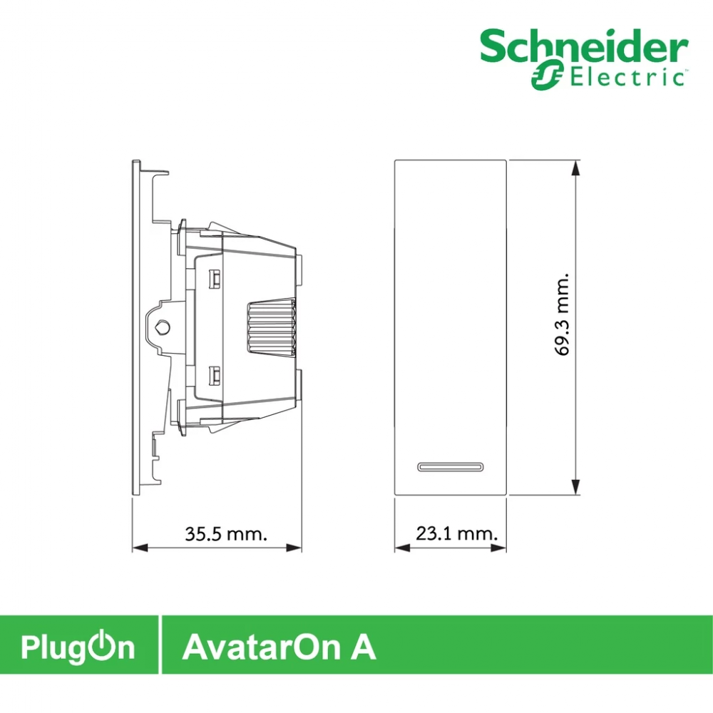 สวิตช์กลางทาง SCHNEIDER M3T31 IM GY พร้อมพรายน้ำ สีเทา 16 แอมป์ 