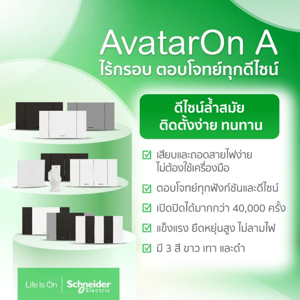 สวิตช์กลางทาง SCHNEIDER M3T31 IM GY พร้อมพรายน้ำ สีเทา 16 แอมป์ 
