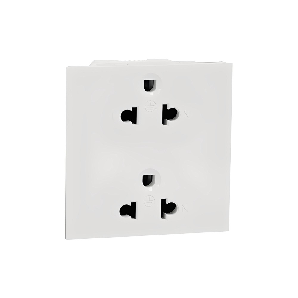 เต้ารับคู่ SCHNEIDER M3T426UST2 WE 3 ขา พร้อมม่านนิรภัย สีขาว 16A 250V
