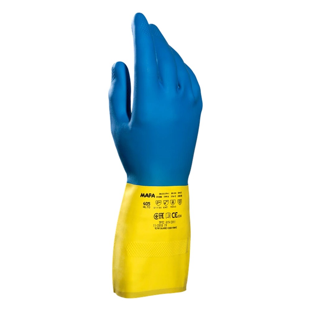 ถุงมือยาง MAPA Alto 405 Activated เบอร์ 8 M LATEX MIX FSC® certified ปกป้องเคมีระดับกลาง