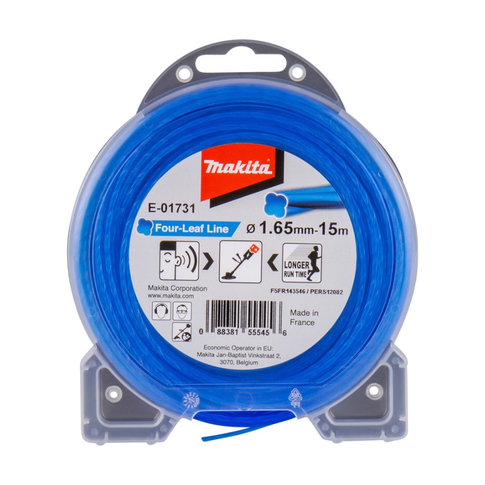 เอ็นตัดหญ้า MAKITA E 01731 สี่แฉก  Four Leaf  ขนาด 1 65 มม  ยาว 15 เมตร สีฟ้า