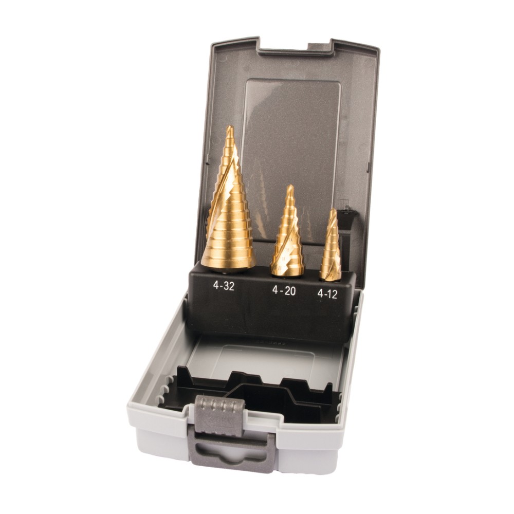 ชุดดอกสว่านทรงเจดีย์ MAKITA D 41872 Step Drill Bit Spiral สีทอง  3 ชิ้น 