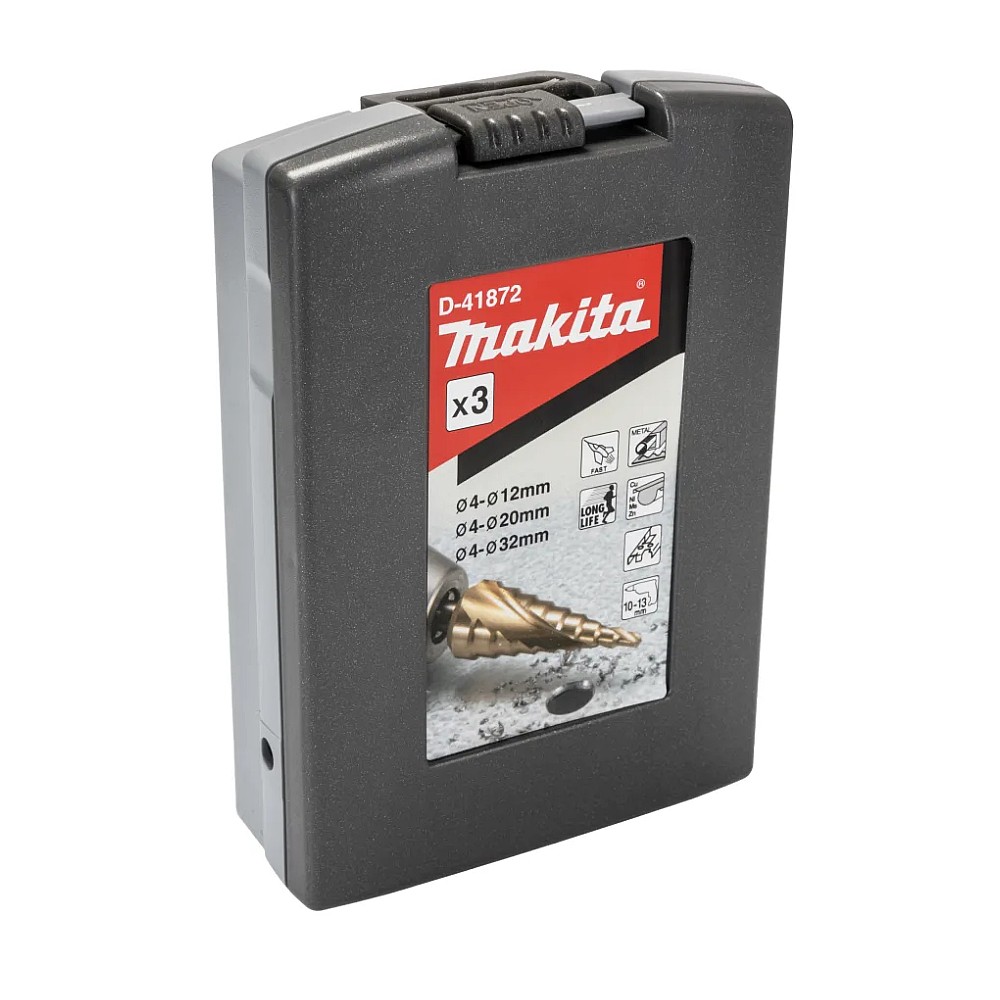 ชุดดอกสว่านทรงเจดีย์ MAKITA D 41872 Step Drill Bit Spiral สีทอง  3 ชิ้น 