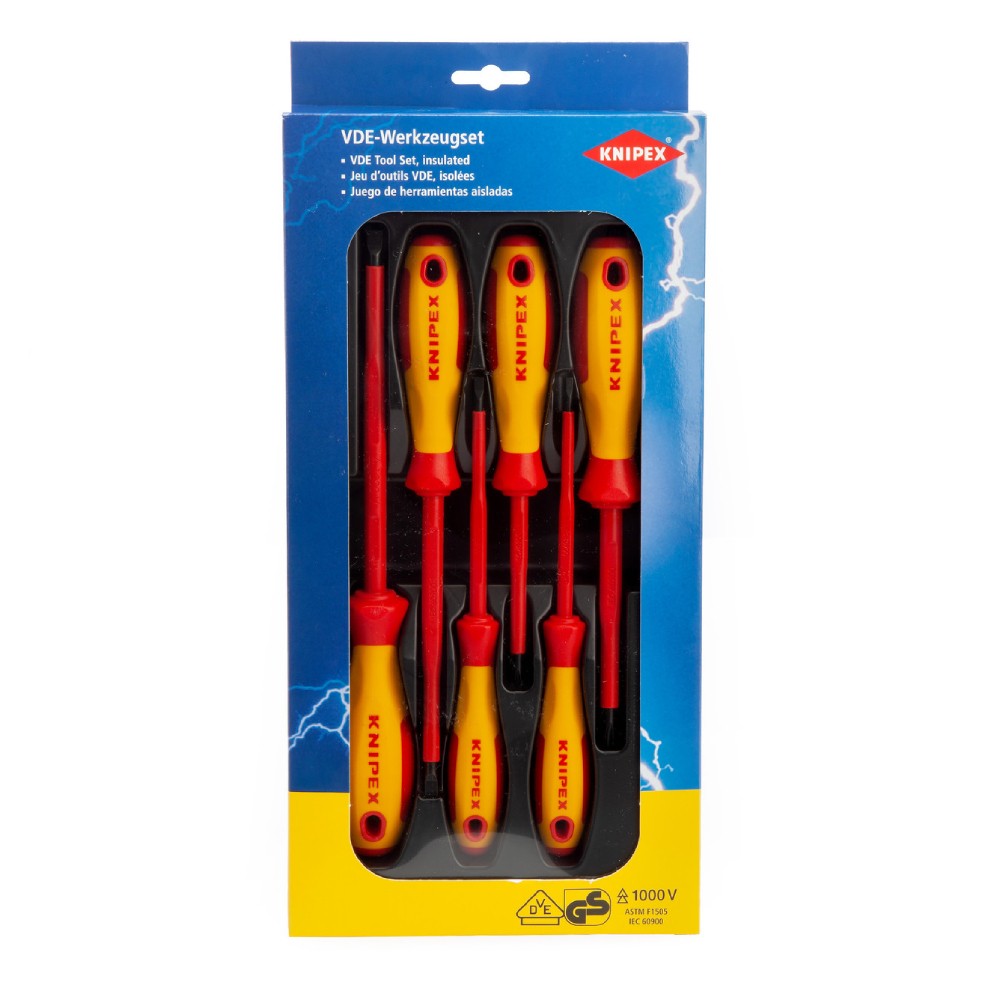ชุดไขควงหุ้มกันไฟฟ้า VDE KNIPEX 00 20 12 V01  6 ชิ้น ชุด 