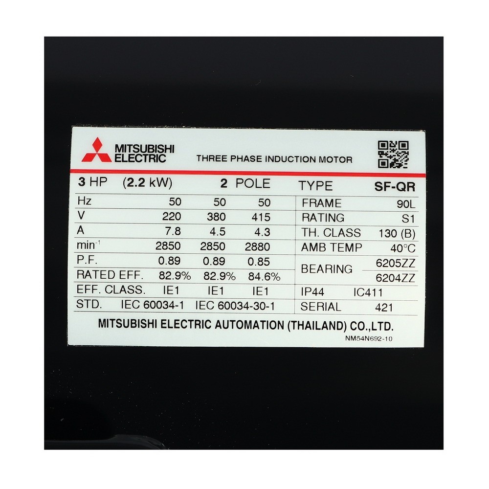 มอเตอร์ไฟฟ้า MITSUBISHI SF QR  กำลัง 3 HP 2P 220 380 V 