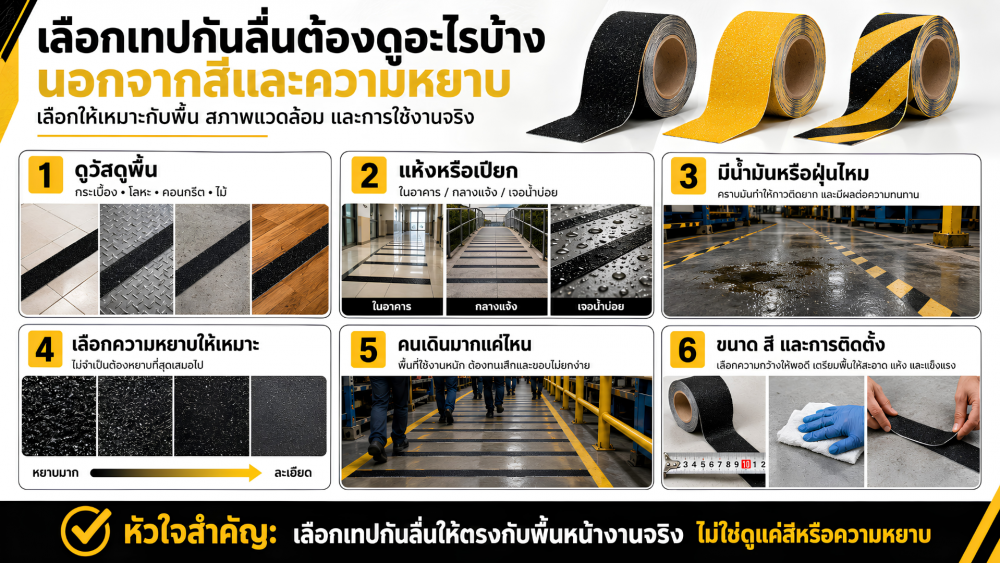 เลือกเทปกันลื่นต้องดูอะไรบ้าง นอกจากสีและความหยาบ
