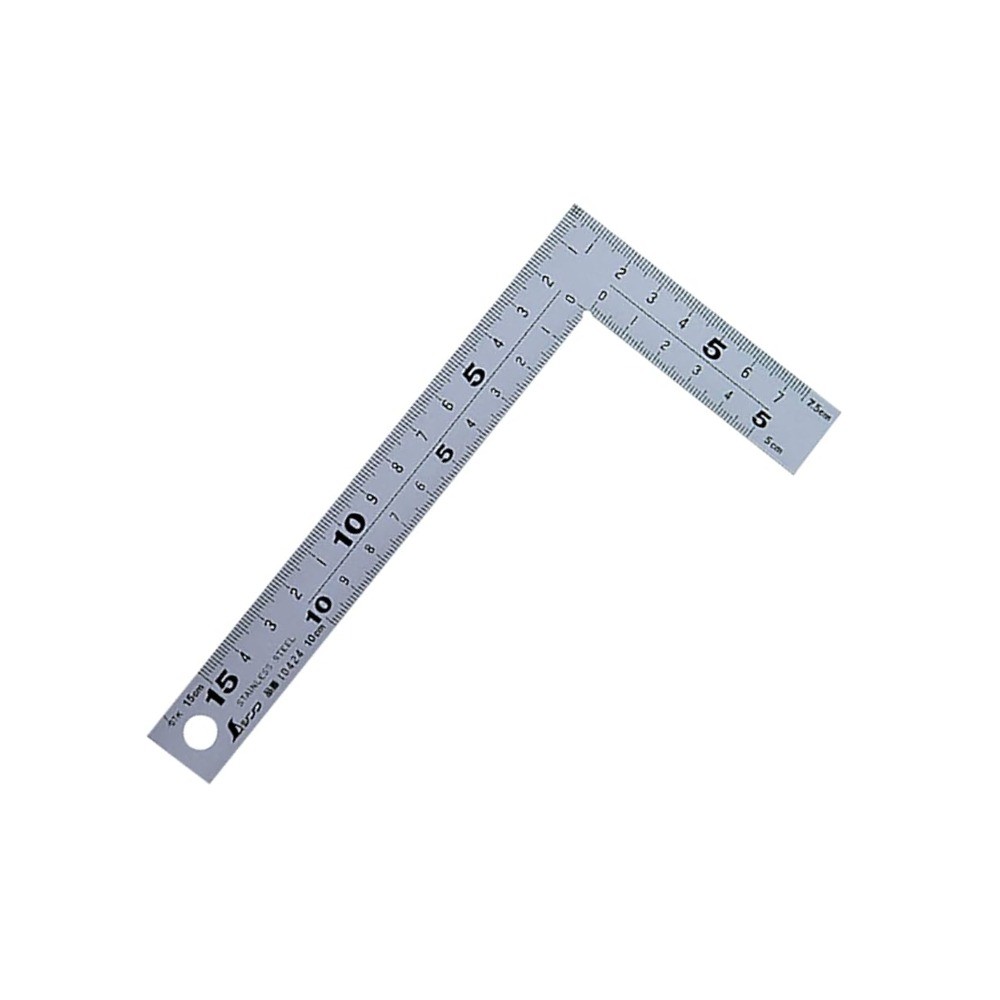 ไม้ฉากสแตนเลส รุ่นหน้ากว้างมุมแบนราบหน้าตัดแบนราบ ชุบฮาร์ดโครม SHINWA Carpenter s Square Wide Hard Chrome Finish 10424