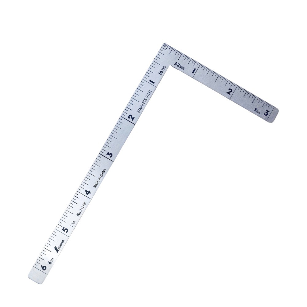 ไม้ฉากสแตนเลสหน่วยนิ้ว รุ่นมุมแบบราบหน้าตัดแบนราบ ผิวขัดเงา SHINWA Stainless Steel Small square polish finish 21258