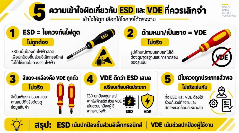 ไขควง ESD กับ VDE ต่างกันยังไง ใช้แทนกันได้ไหม ไขควง ESD กับ VDE ต่างกันยังไง ใช้แทนกันได้ไหม