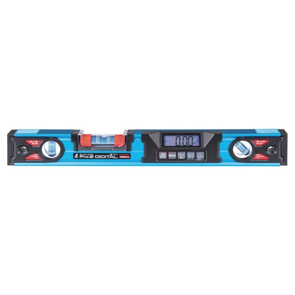 ระดับนํ้าอลูมิเนียมดิจิตอลกันฝุ่นกันน้ำ SHINWA Aluminium Blue Level Pro 2 Digital Level Dustproof   Waterproof Type  75317 ยาว 450มิล ฐานแม่เหล็ก