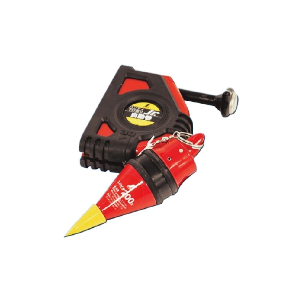 ลูกดิ่ง200กรัม พร้อมตลับยืดหมุนกลับอัตโนมัติยาว 3 5 เมตร SHINWA Jr  Auto Rewind Red with Plumb Bob 200g No 77502 77502
