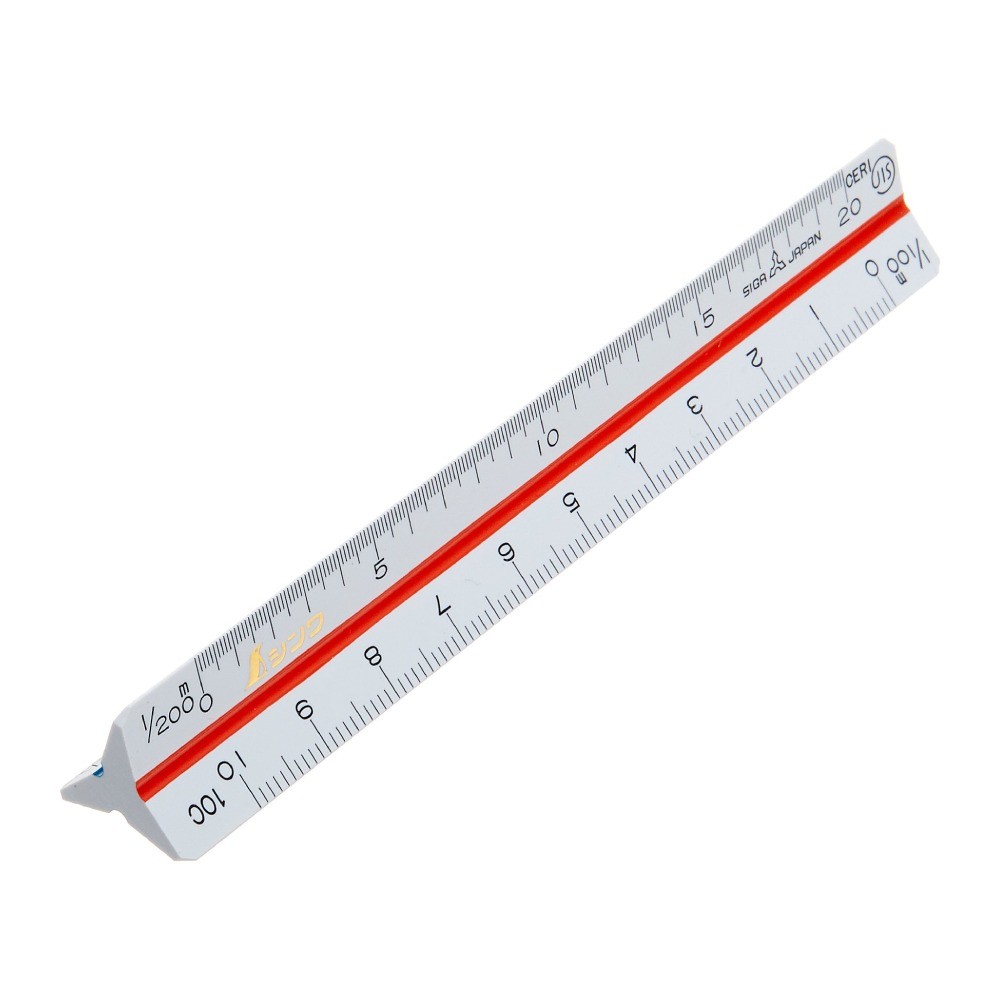 ไม้บรรทัดสามเหลี่ยมสเกลย่อส่วนแบบบรรทัดสามเหลี่ยม SHINWA Drawing Tools  Triangle Scale  70777