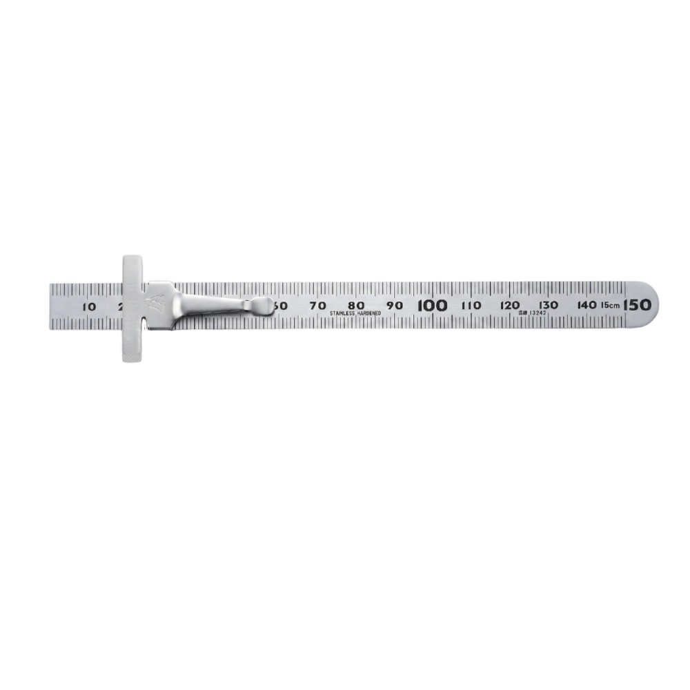 ไม้บรรทัดสแตนเลสมีคลิปหนีบ SHINWA Pocket Ruler 15cm Model 13242 13242