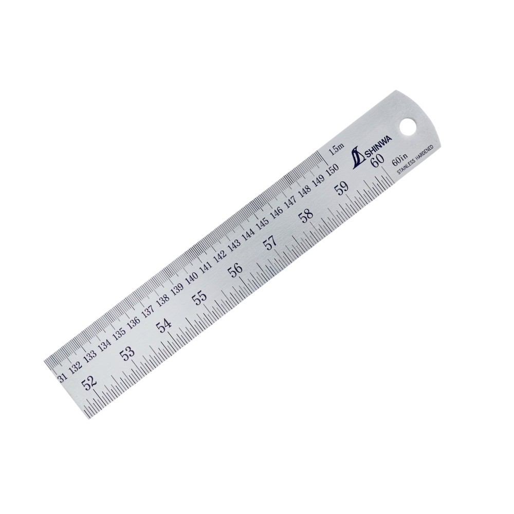 ไม้บรรทัดสแตนเลส หน่วยเซนติเมตร   นิ้ว SHINWA Stainless Steel Rule Hard Chrome Finish   Metric   Inch   21750 S402G