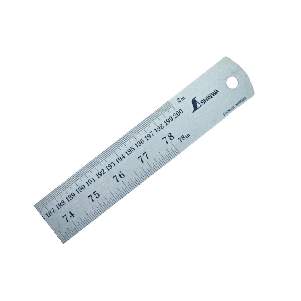 ไม้บรรทัดสแตนเลส หน่วยเซนติเมตร   นิ้ว SHINWA Stainless Steel Rule Hard Chrome Finish   Metric   Inch   21754 S402H