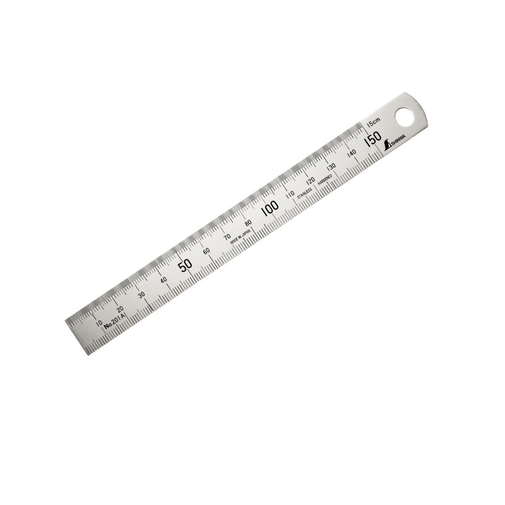 ไม้บรรทัดสแตนเลส หน่วยเซนติเมตร   นิ้ว SHINWA Stainless Steel Rule Hard Chrome Finish   Metric   Inch   22004 H201A