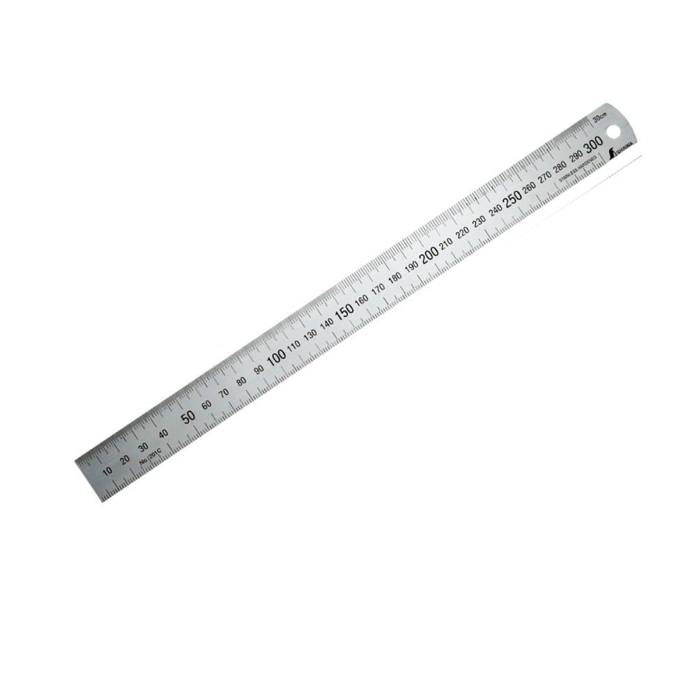 ไม้บรรทัดสแตนเลส หน่วยเซนติเมตร   นิ้ว SHINWA Stainless Steel Rule Hard Chrome Finish   Metric   Inch   22012 H201C