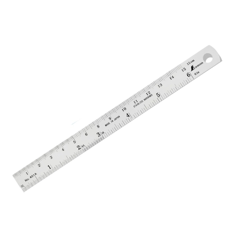ไม้บรรทัดสแตนเลส หน่วยเซนติเมตร   นิ้ว SHINWA Stainless Steel Rule Hard Chrome Finish   Metric   Inch   24007 H401A