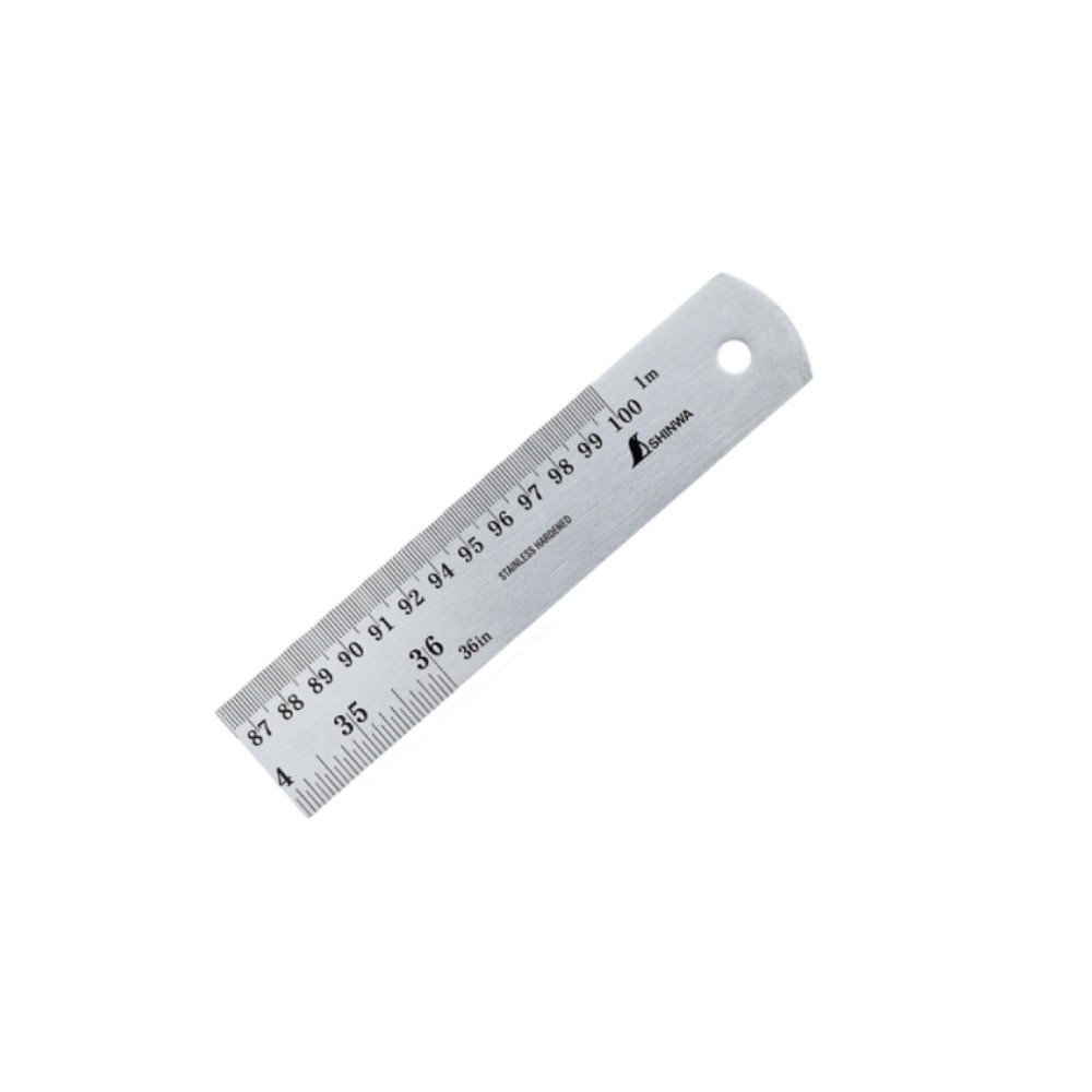 ไม้บรรทัดสแตนเลส หน่วยเซนติเมตร   นิ้ว SHINWA Stainless Steel Rule Hard Chrome Finish   Metric   Inch   H401F