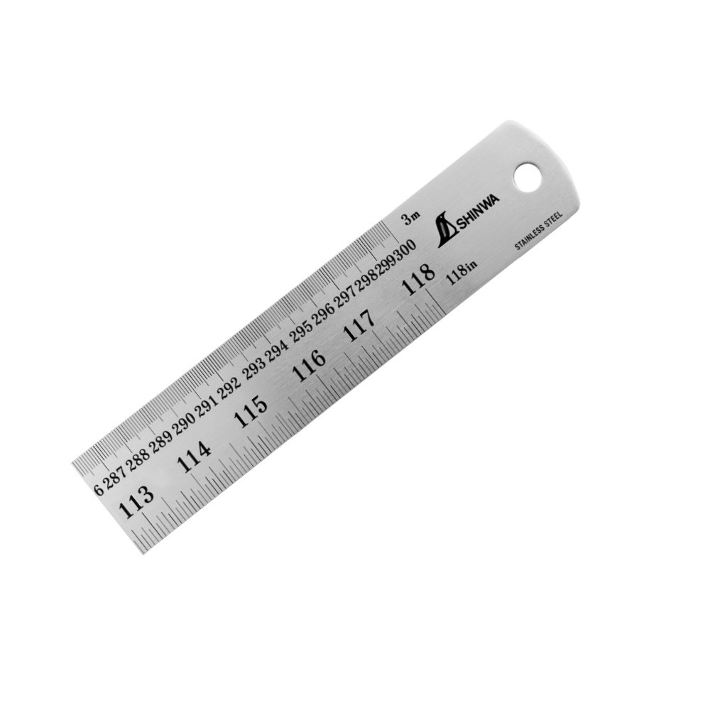 ไม้บรรทัดสแตนเลส หน่วยเซนติเมตร   นิ้ว SHINWA Stainless Steel Rule Hard Chrome Finish   Metric   Inch   S402I