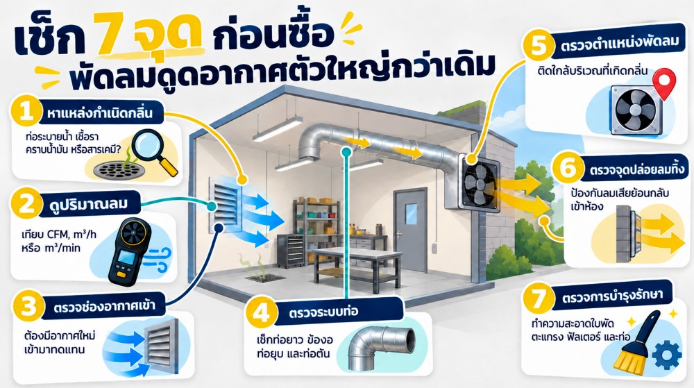 เปลี่ยน พัดลมดูดอากาศ ตัวใหญ่ขึ้น ทำไมกลิ่นยังไม่หาย