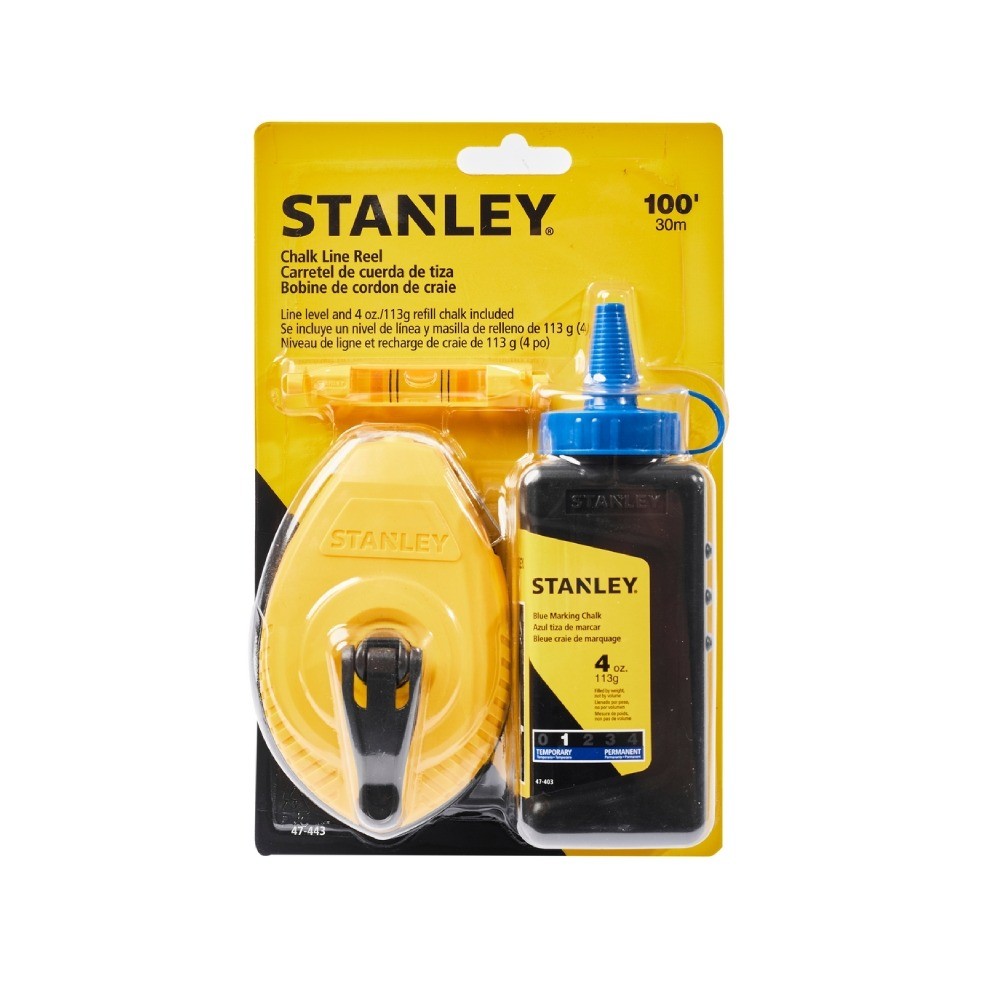 บักเต้า STANLEY 47 443 พร้อมชอล์คผงและไม้วัดระดับ