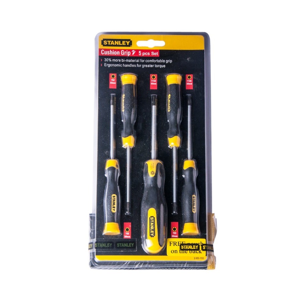 ไขควง STANLEY 65 155 แบบหัวจีบ  5 ชิ้น 
