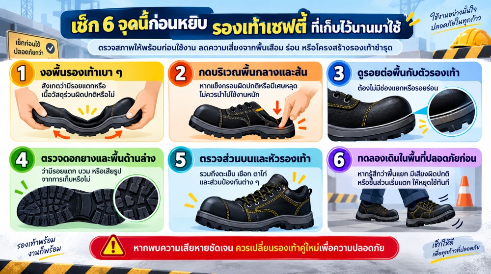 รองเท้าเซฟตี้ เก็บไว้เฉย ๆ ทำไมพื้นแตกหรือร่อน