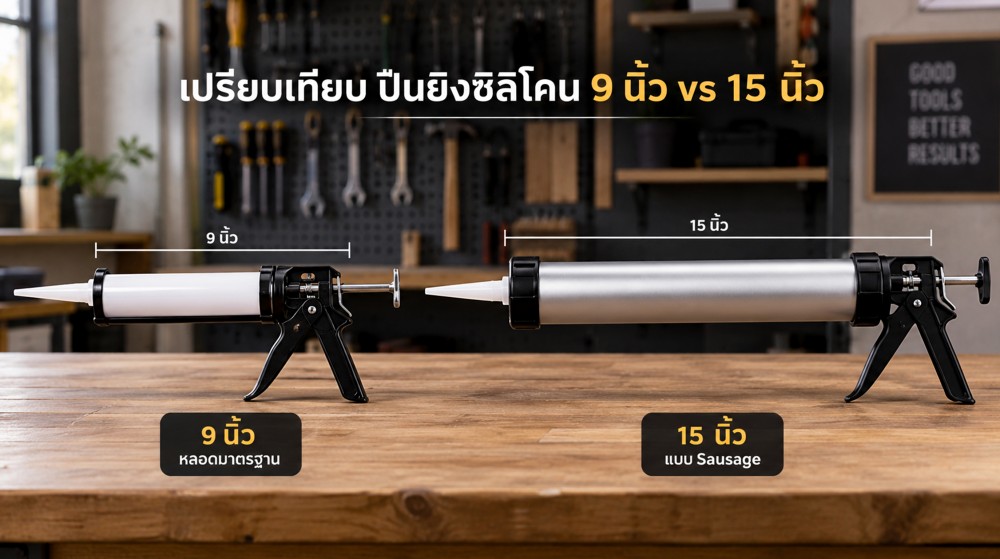 ปืนยิงซิลิโคน 9 นิ้ว กับ 15 นิ้ว ต่างกันอย่างไร ปืนยิงซิลิโคน 9 นิ้ว กับ 15 นิ้ว ต่างกันอย่างไร