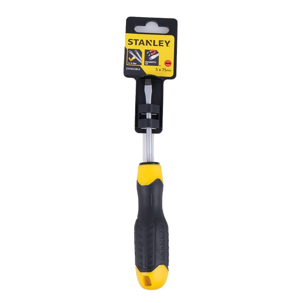 ไขควงแม่เหล็ก 4 นิ้ว แบน ด้ามยาง STANLEY 65 187
