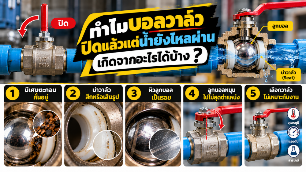 บอลวาล์วปิดแล้วแต่น้ำยังไหลผ่าน เกิดจากอะไรได้บ้าง บอลวาล์วปิดแล้วแต่น้ำยังไหลผ่าน เกิดจากอะไรได้บ้าง