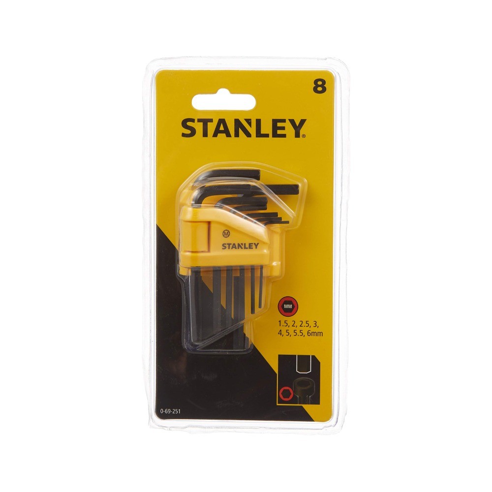 ประแจหกเหลี่ยม ก้านสั้น STANLEY 69 251  8 ชิ้น 