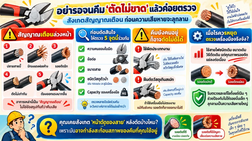 5 รอยตัดสายไฟสัญญาณเตือนว่า คีมตัดสายไฟ เริ่มทื่อแล้ว 5 รอยตัดสายไฟสัญญาณเตือนว่า คีมตัดสายไฟ เริ่มทื่อแล้ว