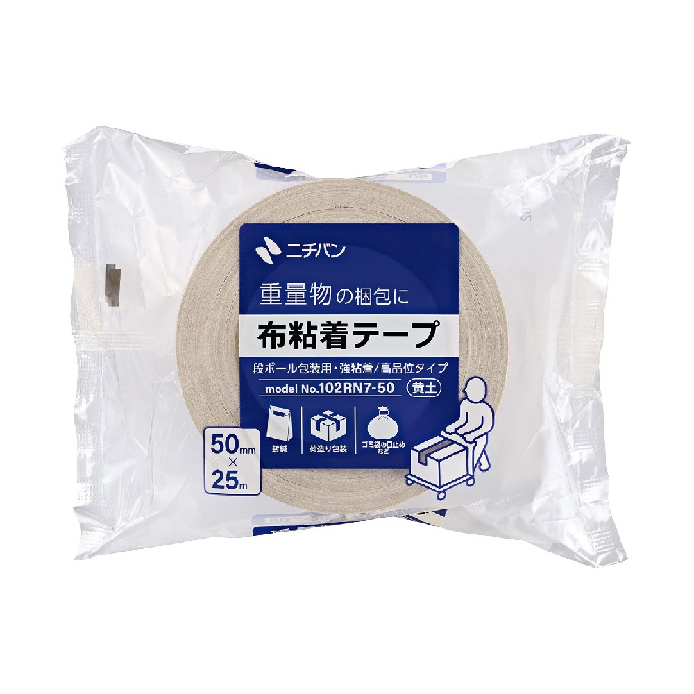 เทปผ้ากาว NICHIBAN 102RN7 50 Cloth Tape สีดินเหลืองอมน้ำตาล ขนาด 50 มม  x 25 ม 