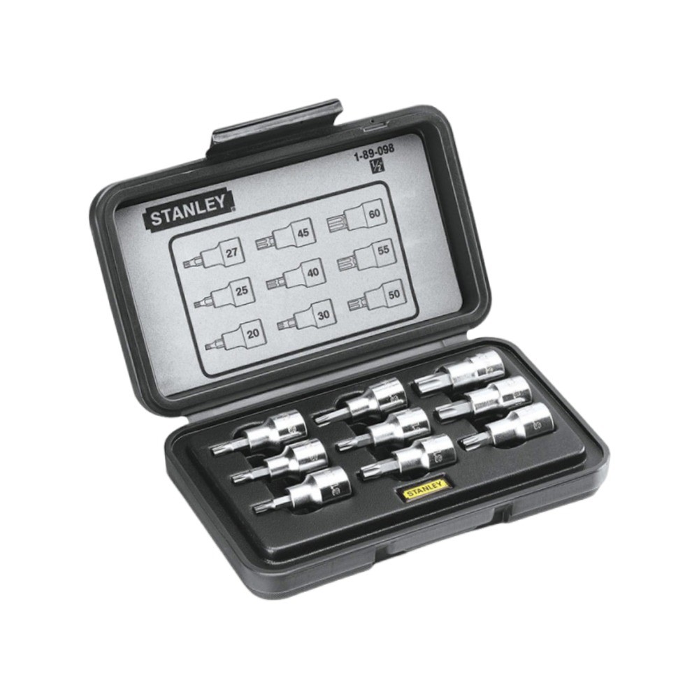 บล๊อคชุด 1 2 นิ้ว หัวไขควงจีบ STANLEY 89 098  9 ชิ้น 