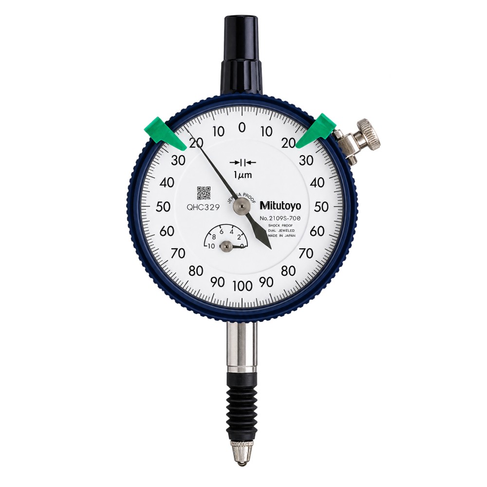 ไดอัลเกจกันน้ำ ขนาด 0 1มิล ความละเอียด 0 001มิล รุ่น 2109A 70 และ 2109SB 70 MITUTOYO Dial gauge Waterproof type Range 0 1mm  Graduation 0 001mm  No  2109A 70 and 2109SB 70 2109A 70