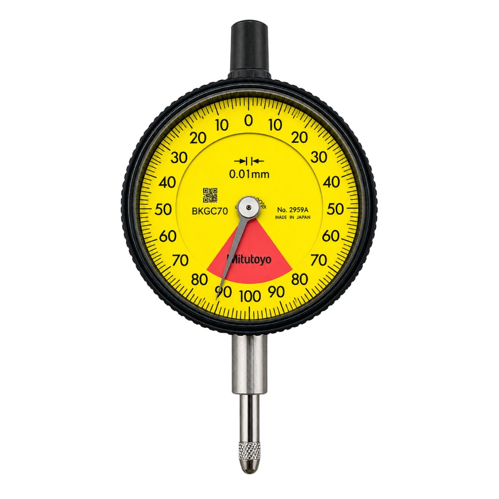 ไดอัลเกจ ขนาด 0 1 6มิล ความละเอียด 0 01มิล รุ่น 2959A และ 2959AB MITUTOYO Dial gauge Range 0 1 6mm  Graduation 0 01mm  No  2959A and 2959AB 2959AB