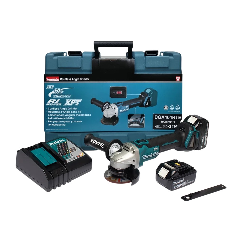 เครื่องเจียรไร้สาย MAKITA DGA404RTE 18V ขนาด 4 นิ้ว พร้อมแบตเตอรี่   แท่นชาร์จ
