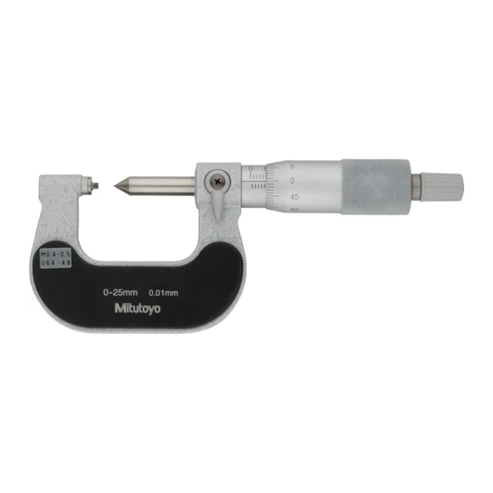ไมโครมิเตอร์วัดเกลียวสกรู MITUTOYO Screw Thread Micrometer  Series 125  125 101 ยาว 0 25 มิล  เกลียว 0 4 0 5mm 64 48TPI 
