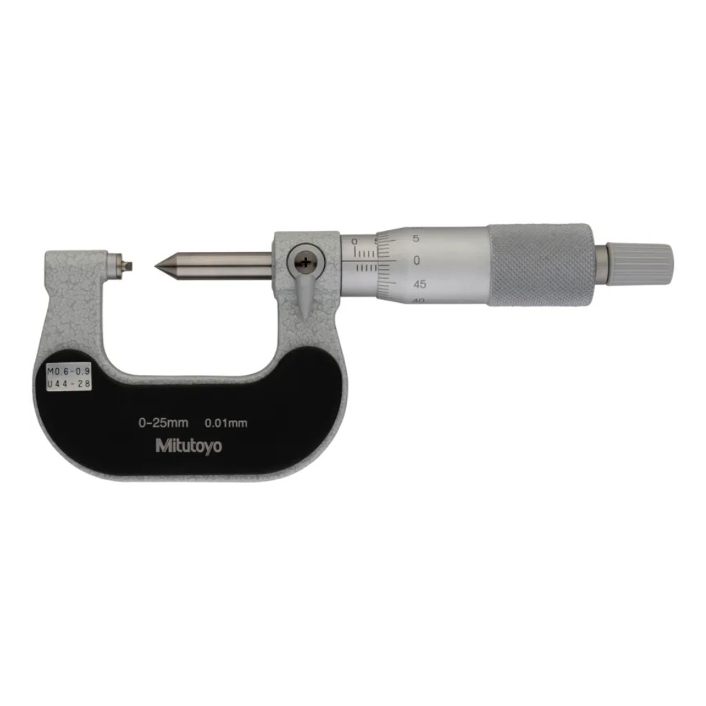 ไมโครมิเตอร์วัดเกลียวสกรู MITUTOYO Screw Thread Micrometer  Series 125  125 102 ยาว 0 25 มิล  เกลียว 0 6 0 9mm 44 28TPI 