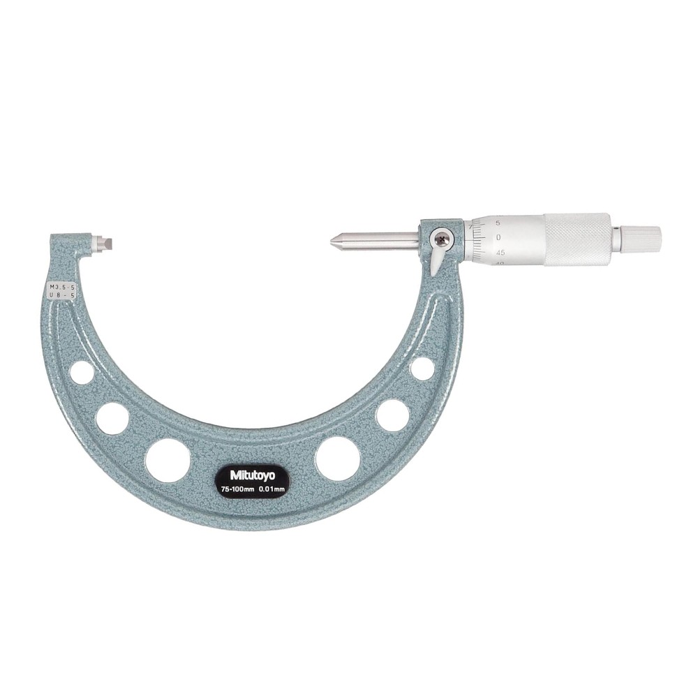 ไมโครมิเตอร์วัดเกลียวสกรู MITUTOYO Screw Thread Micrometer  Series 125  125 119 ยาว 75 100 มิล  เกลียว 3 5 5mm 8 5TPI 