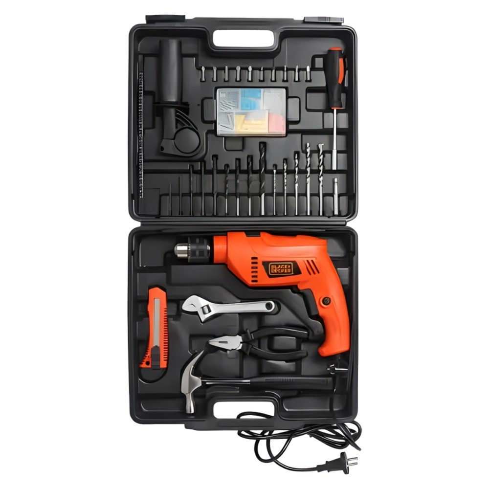 ชุดสว่านกระแทก BLACK DECKER HD555KMPR B1 13 มม   550 วัตต์