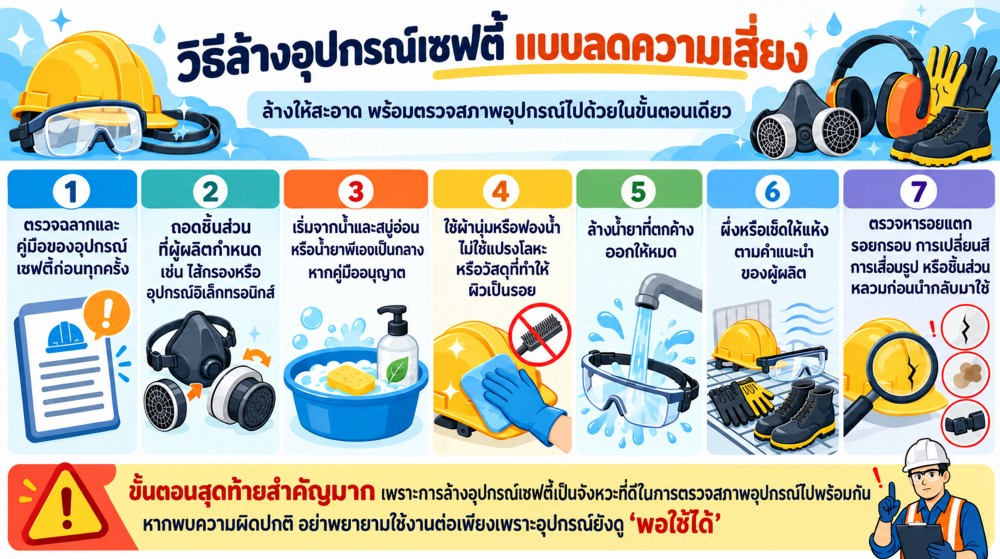 ล้าง อุปกรณ์เซฟตี้ ด้วยน้ํายาทําความสะอาดทั่วไปได้ไหม