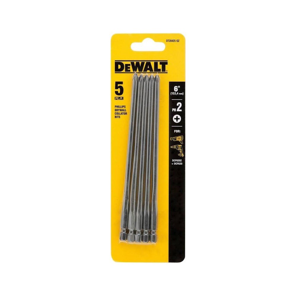 ดอกไขควง DEWALT DT20425 QZ สำหรับผนังผิปซัม PH2 156 มม   5 ชิ้น 