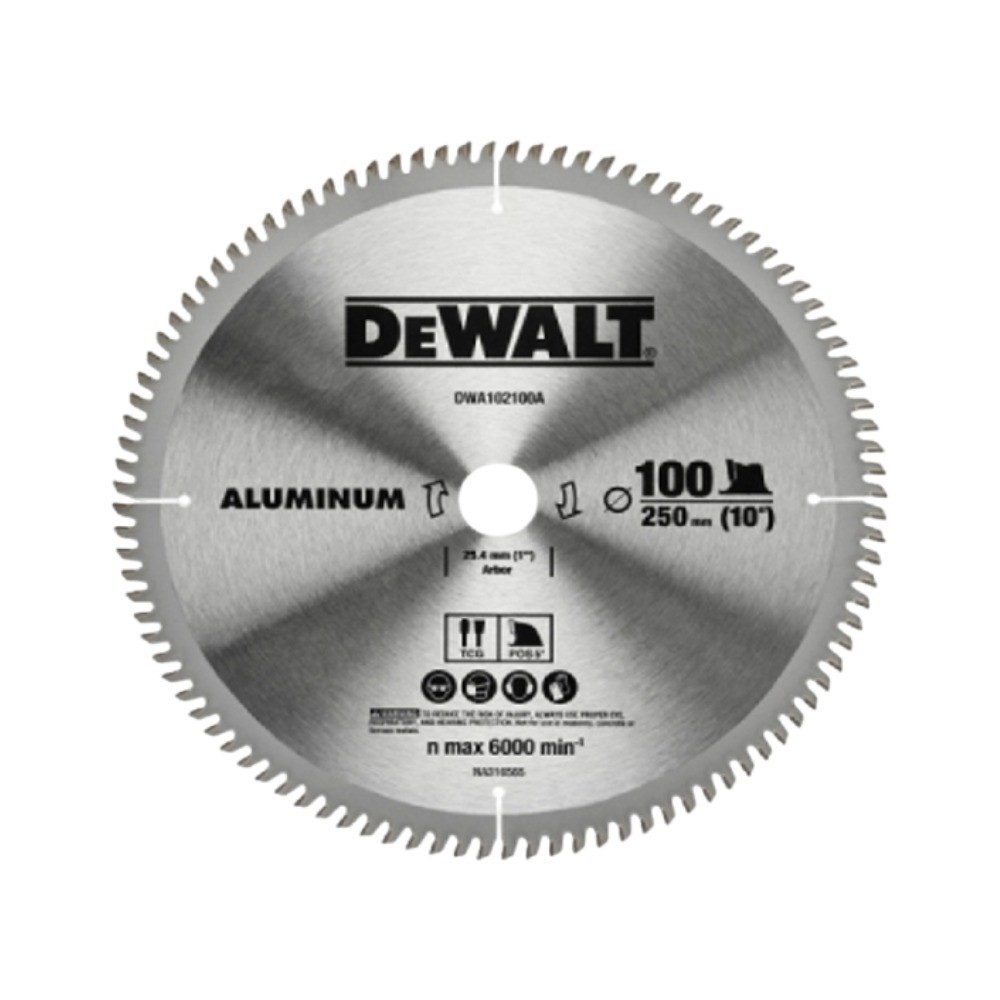 ใบเลื่อยวงเดือน 100T DEWALT DWA102100A ขนาด 250 มม   x 25 4 มม   สำหรับอลูมิเนียม