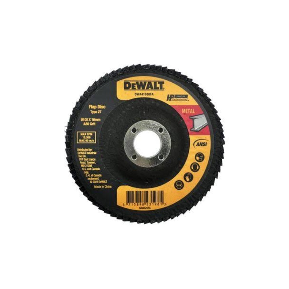 จานทรายเรียงซ้อนหลังแข็ง DEWALT DWA41680FA ขนาด 100x16 80 กรัม