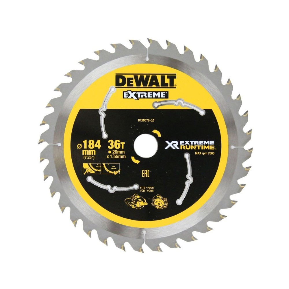 ใบเลื่อยวงเดือนตัดไม้ DEWALT DT99578 QZ ขนาด 184 มม   36ฟัน