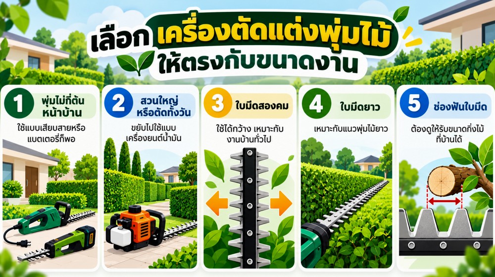 เลือก เครื่องตัดแต่งพุ่มไม้ แบบไหน ให้เหมาะกับงานที่คุณทำ เลือก เครื่องตัดแต่งพุ่มไม้ แบบไหน ให้เหมาะกับงานที่คุณทำ